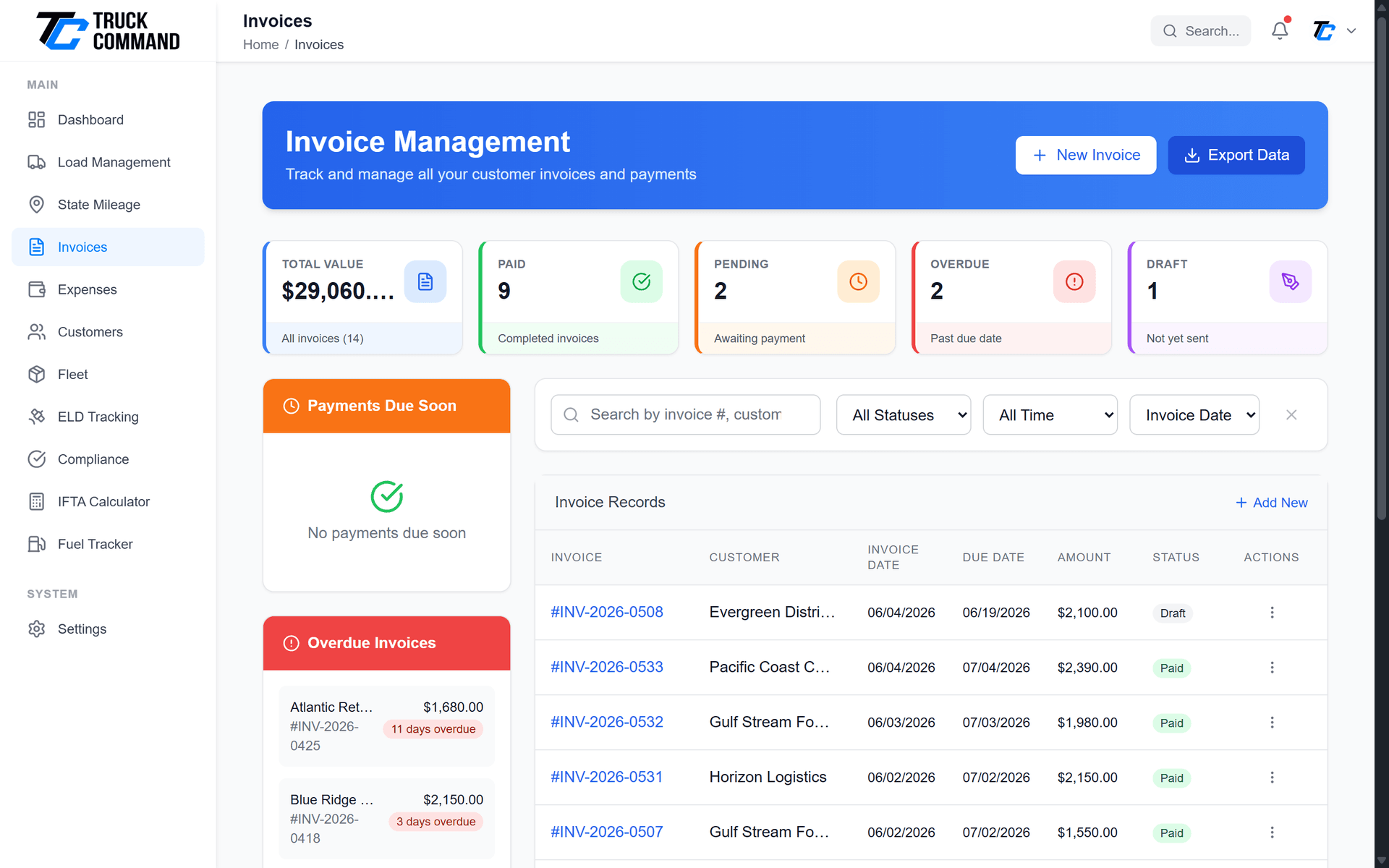 Invoicing Screenshot